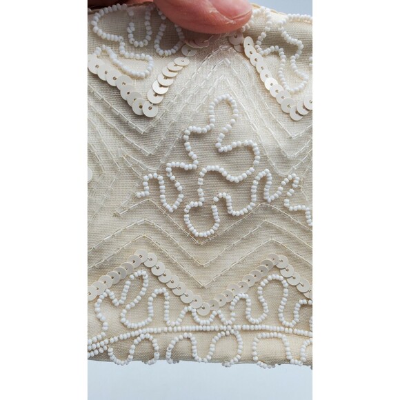 Vintage Walborg Hand Beaded Clutch Made in Belgium Cream & White Exquisite - Picture 11 of 12